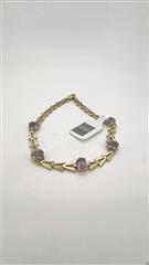 Amethyst Gold-Stone Bracelet 14K Yellow Gold 5.05g